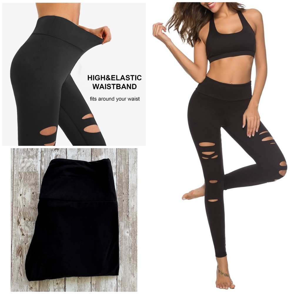 ‼️LOWEST‼️ Dibaolong High Waist Ripped Leggings